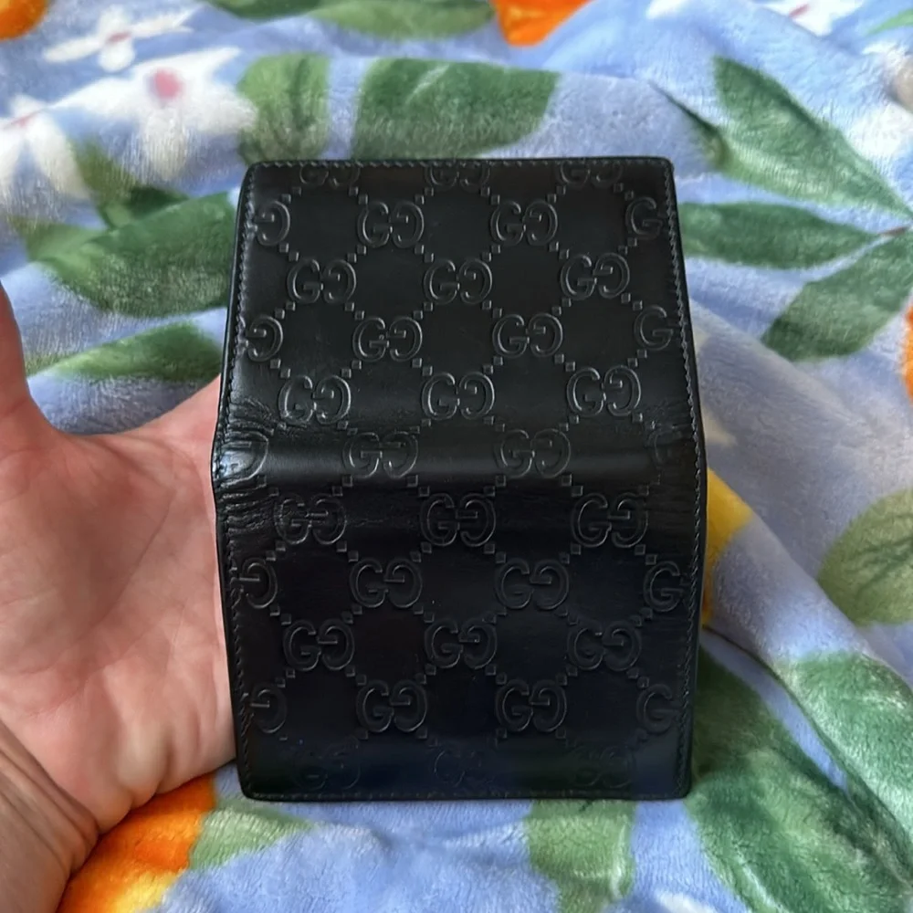 Gucci Black Embossed Leather Bi-Fold Wallet